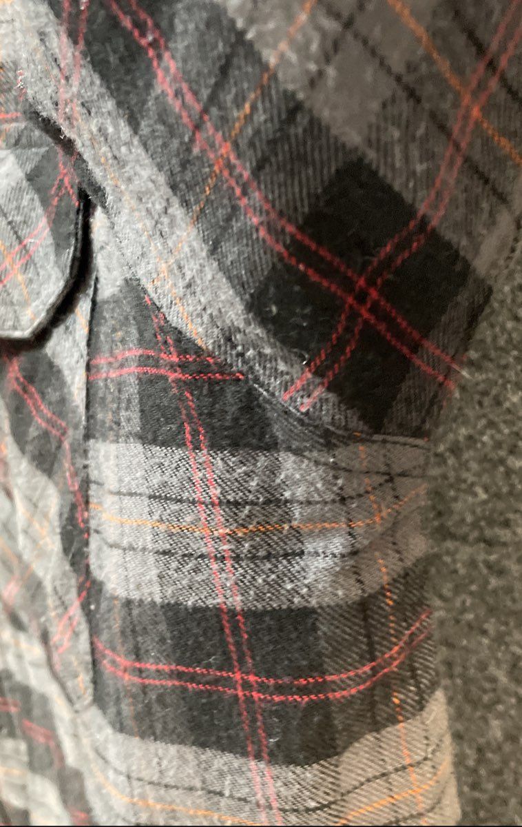 Covington Men's Gray Black Red Plaid Fleece Lined Flannel Shirt Jacket Sz L