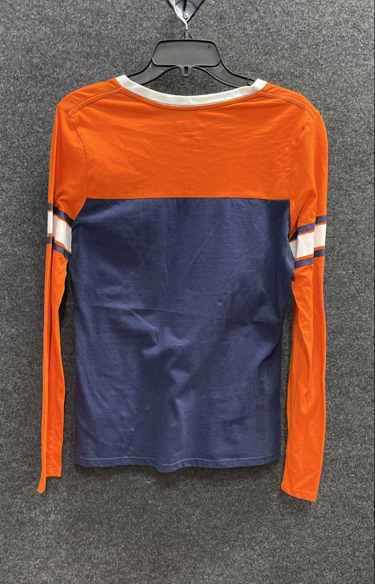 NFL Team Apparel Women's Denver Broncos Long Sleeve V-Neck T-Shirt Blue Orange M