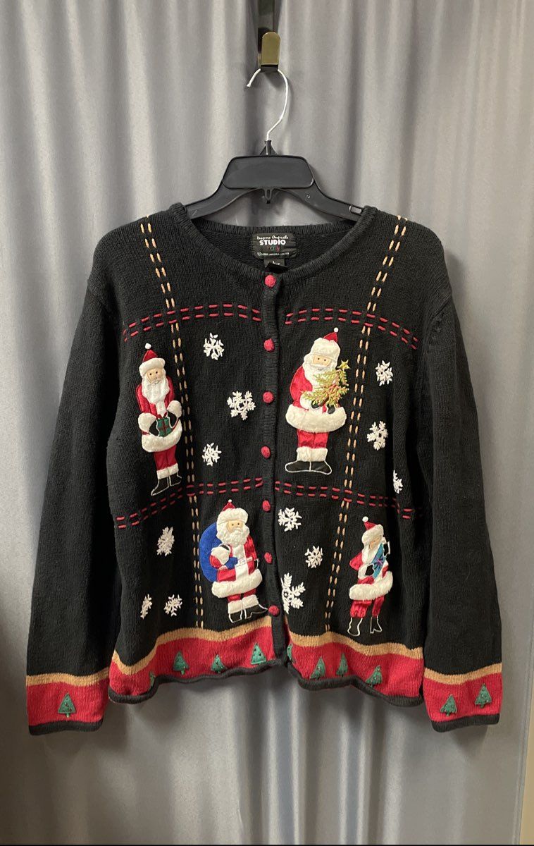 Vintage 90s Designers Originals Studio Joy Women's Christmas Santa Cardigan L
