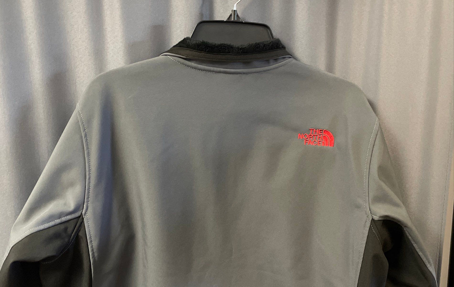 The North Face Men's Gray Black Softshell Full Zip High Loft Fleece Jacket Sz L