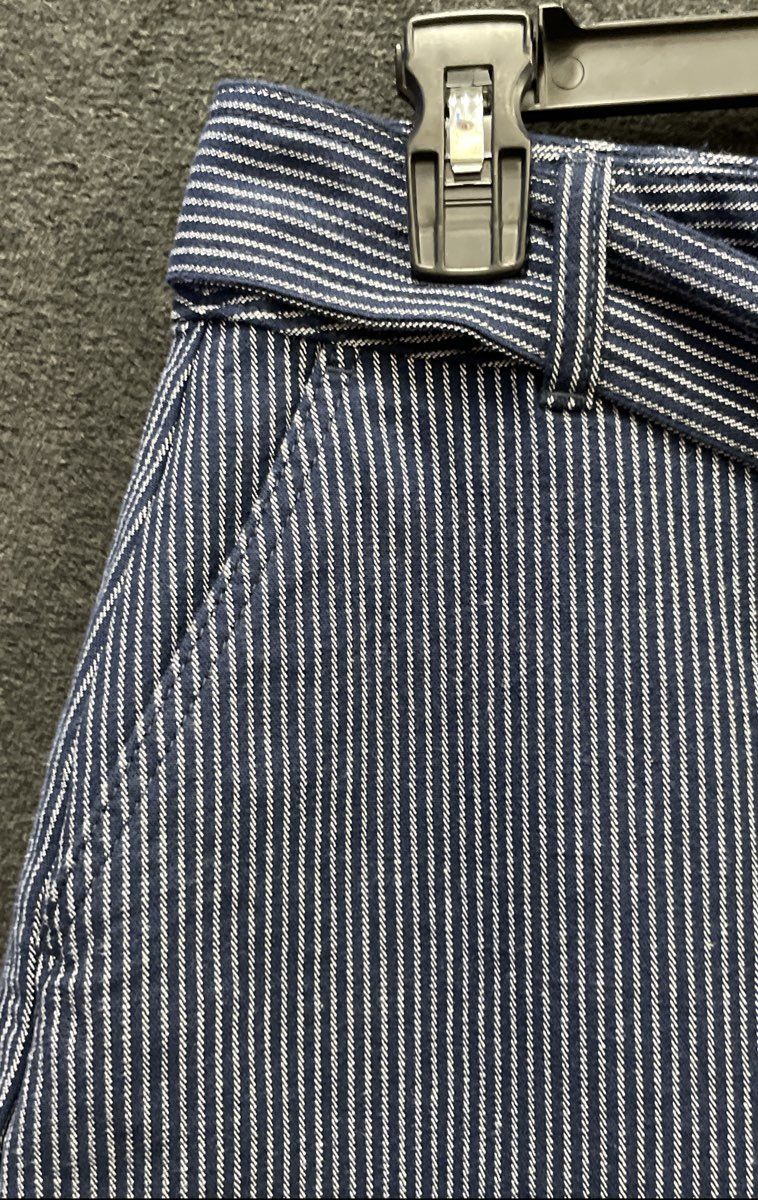 LOFT Women's Navy White Striped Belted Cotton Blend Skirt NWT Size 14