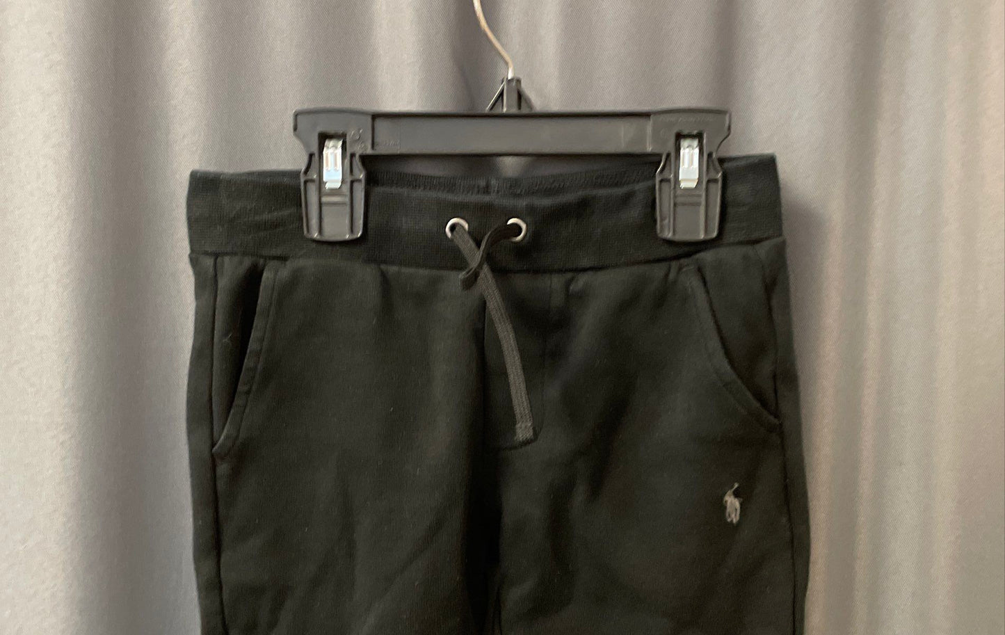 Polo Ralph Lauren Kids Black Cotton Blend Drawstring Logo Joggers Sz 4