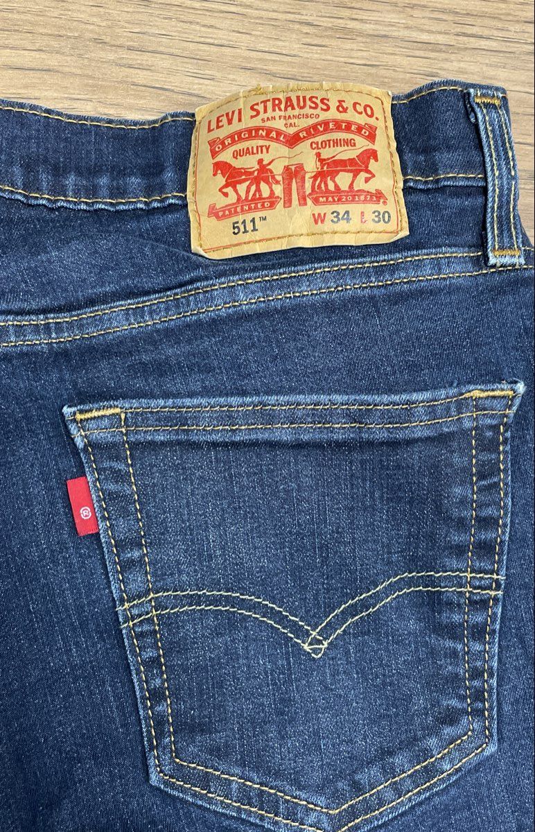 Levi's Men's 511 Slim Fit Jeans Dark Wash Indigo Blue Denim Size 34x30