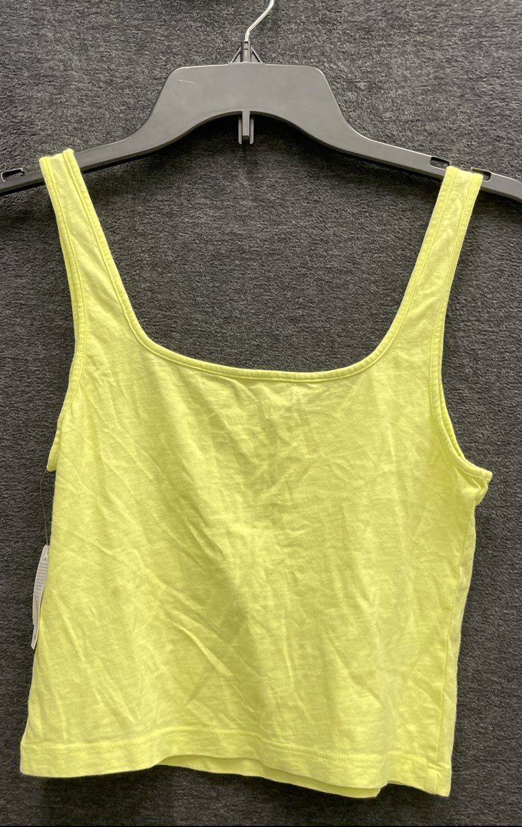 Aerie Women's Tank Top Lime Green Square Neck Seamed Slub Knit Sz M NWT