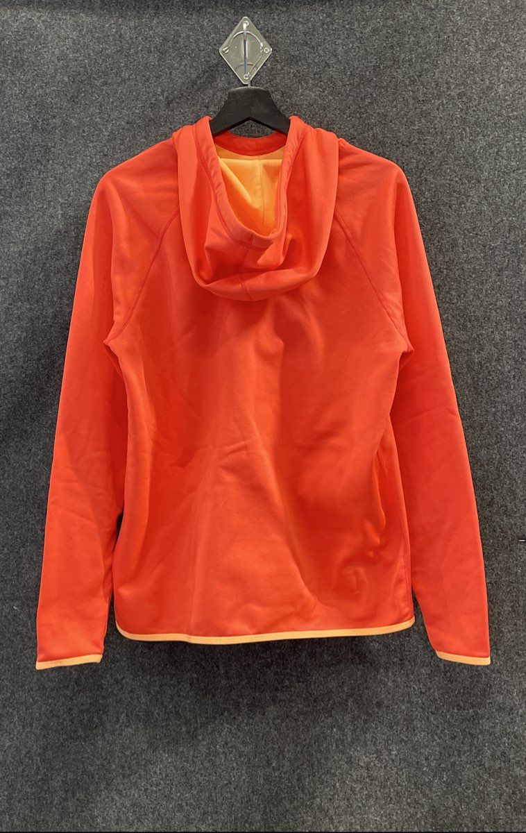Nike Men's Orange Dri-FIT Pullover Hoodie Large Swoosh Outline Thumbholes Sz L