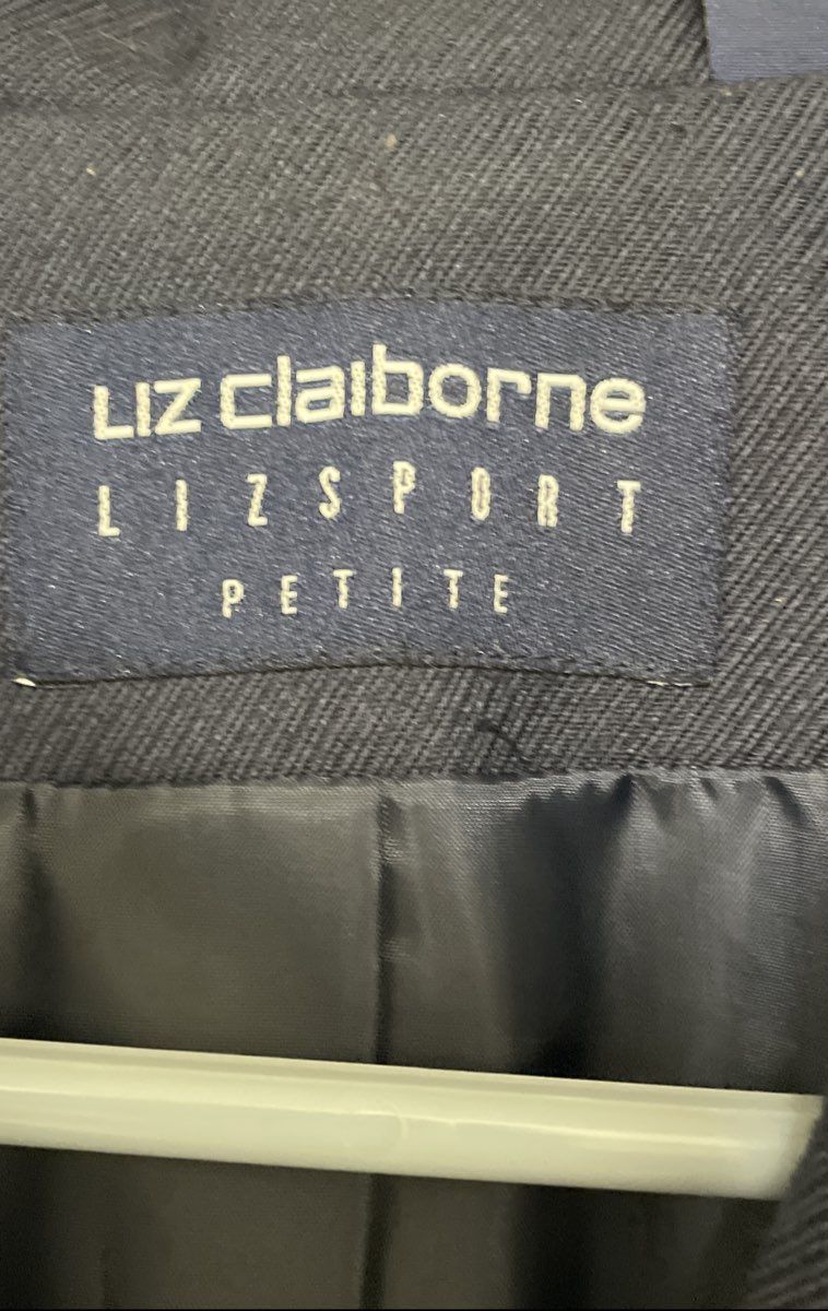 Liz Claiborne Women's Navy Blue Crest Blazer Lizsport Wool Blend Sz L Petite