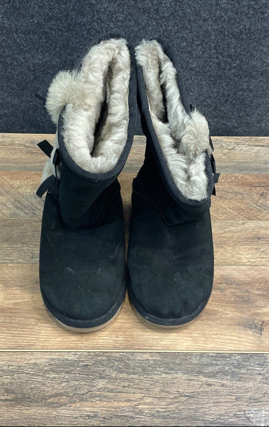 Koolaburra by UGG Victoria Tall Black Suede Fur Bow Boots Women's Size 9