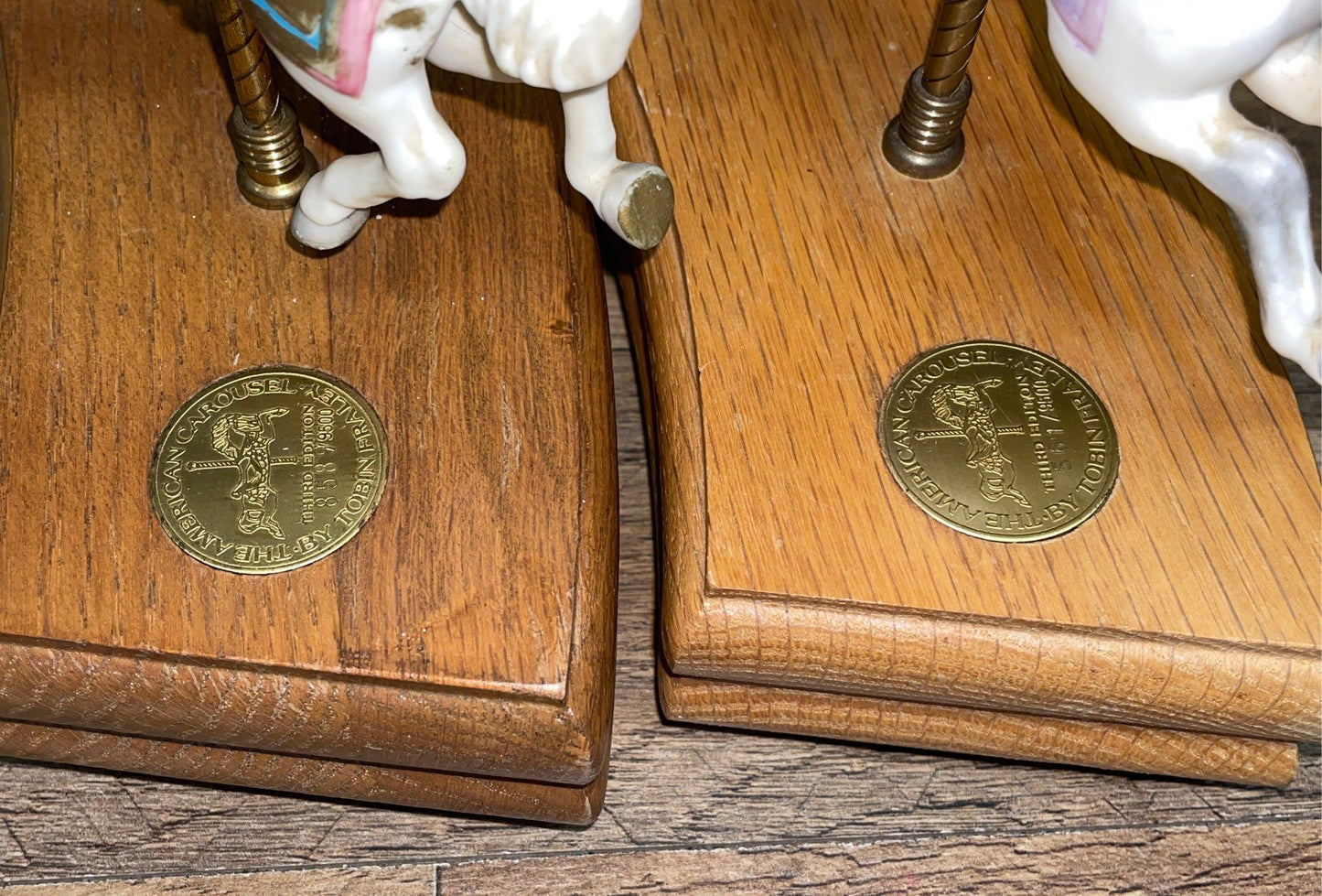 Vintage 1985 American Carousel Porcelain Horse Music Box Lot of 2