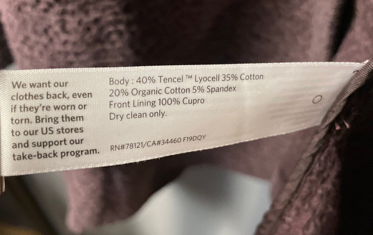 Eileen Fisher Women's Purple Textured Knit Open Front Tencel Cotton Jacket Sz L