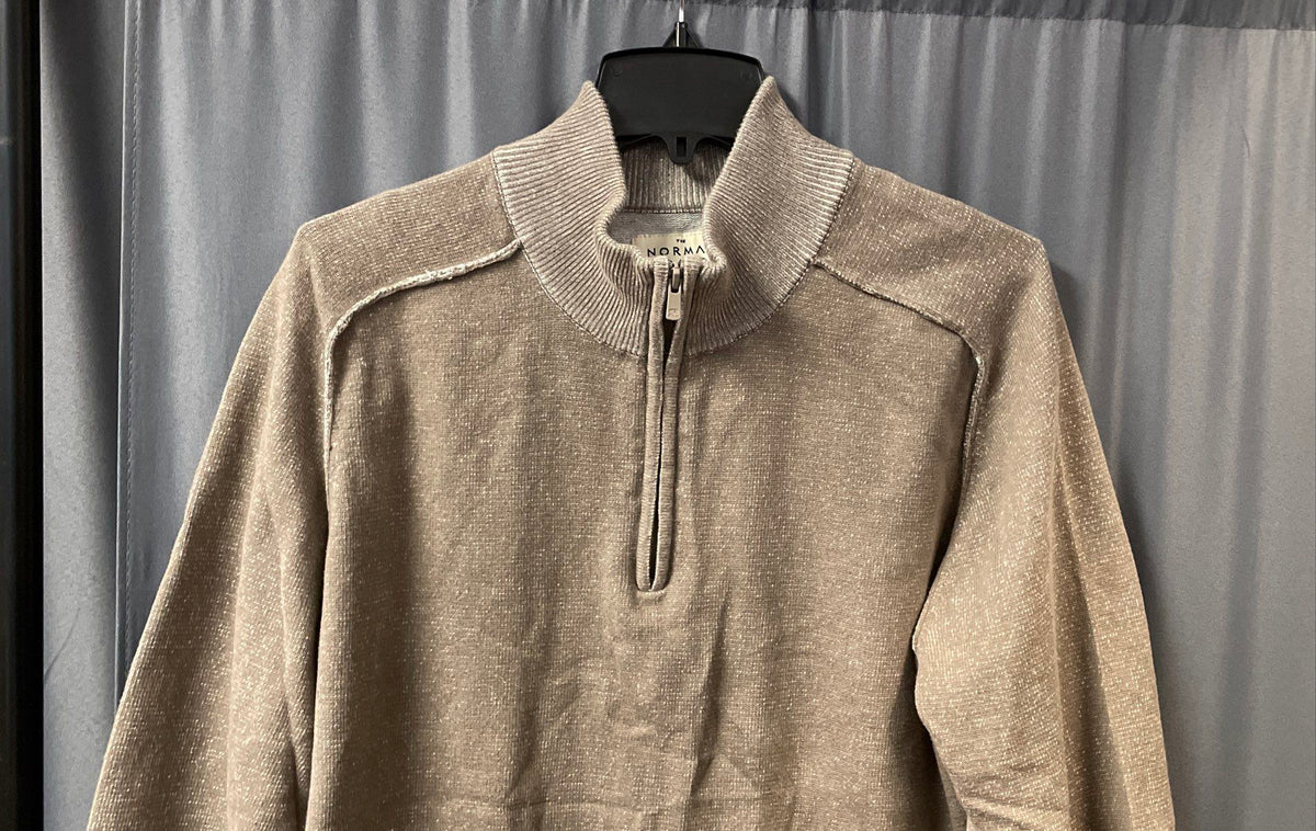 The Normal Brand Men's Brown Quarter Zip Pullover Cotton Sweater XL