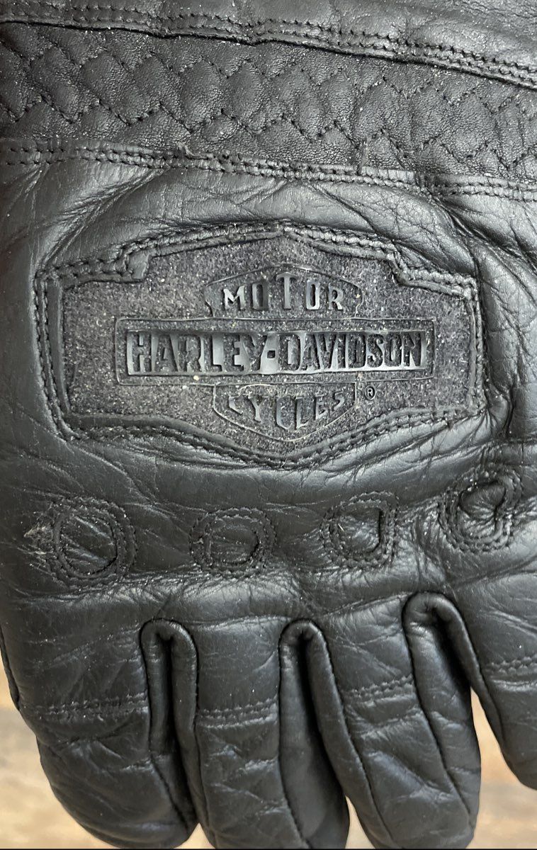 Harley-Davidson Black Leather Motorcycle Gauntlet Gloves Unmarked Size