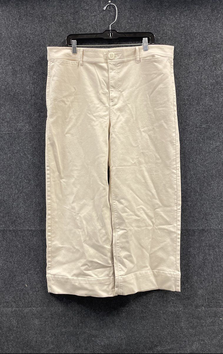 Ann Taylor Women's Beige High Rise Wide Leg Cropped Pants Sz 18 NWT