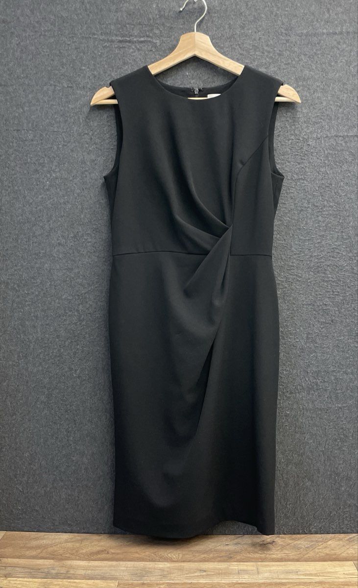 Calvin Klein Women's Black Sleeveless Twist Front Sheath Dress Sz 4