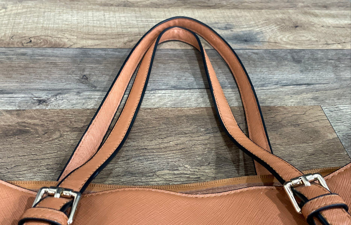 Unbranded Brown Leather Laptop Bag Large Tote Briefcase Gold Hardware