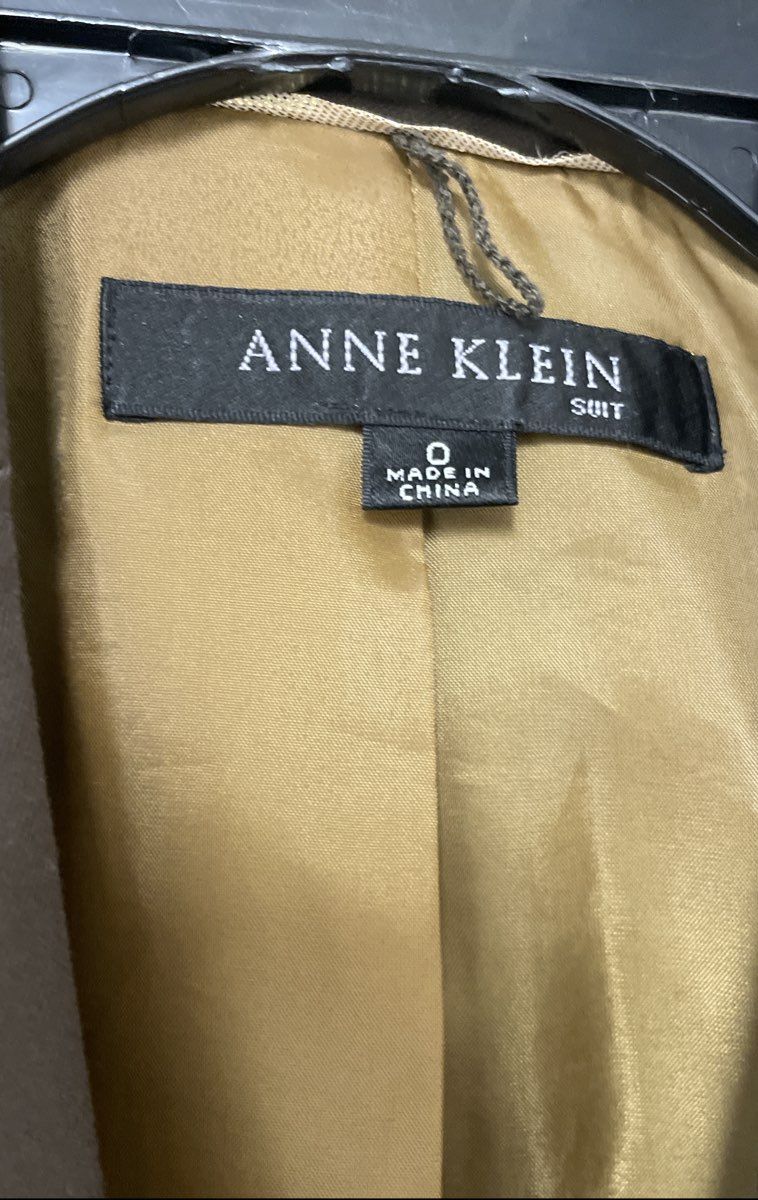 Anne Klein Women's Brown 2-Button Blazer Jacket Topstitched Lined Sz 0