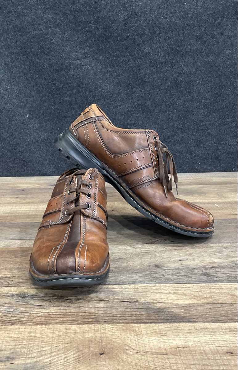 Clarks Brown Leather Multi-Tone Casual Comfort Oxford Shoes Men's Size 11W