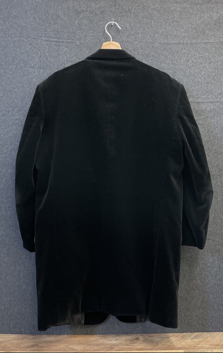 Stacy Adams Men's Black Cotton Velvet Car Coat Long Blazer Jacket