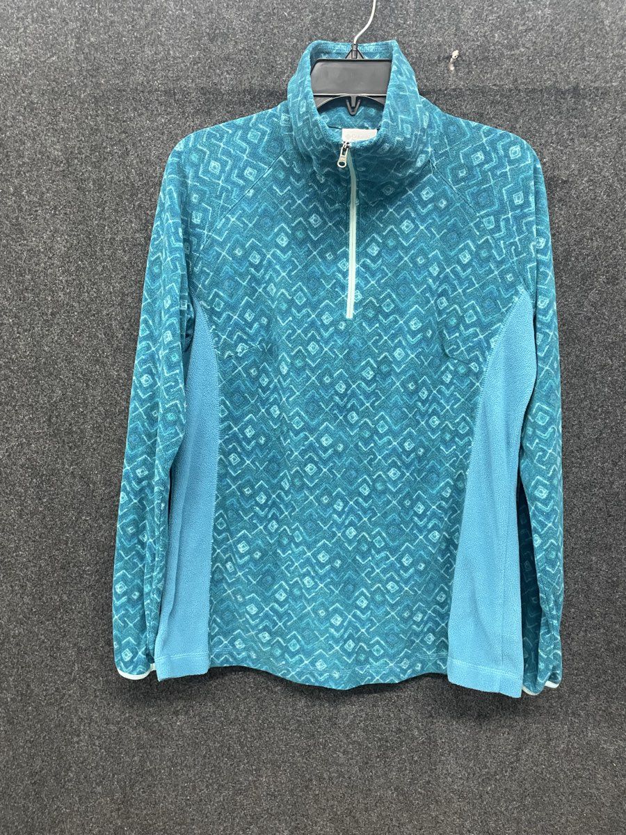 Columbia Women's Blue Geometric Print 1/4 Zip Glacial Fleece Jacket Sz L