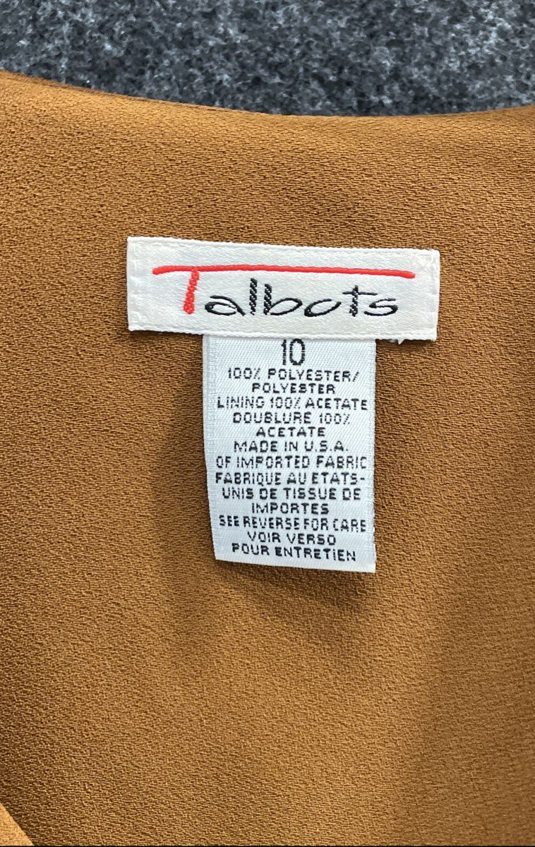 Vintage 90s Talbots Women's Brown Sleeveless Double Breasted Jumper Dress Sz 10