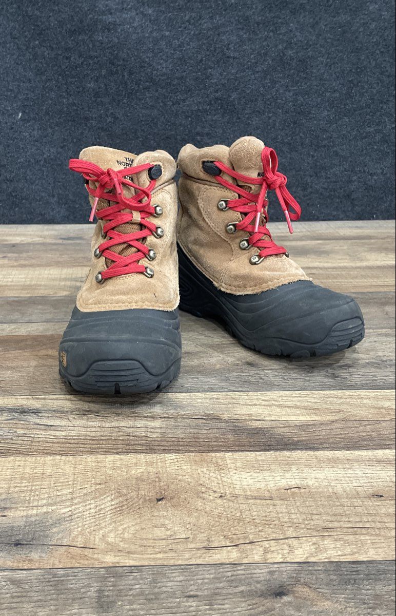 The North Face Alpenglow IV Brown Black Red Youth Winter Snow Boots Size 4