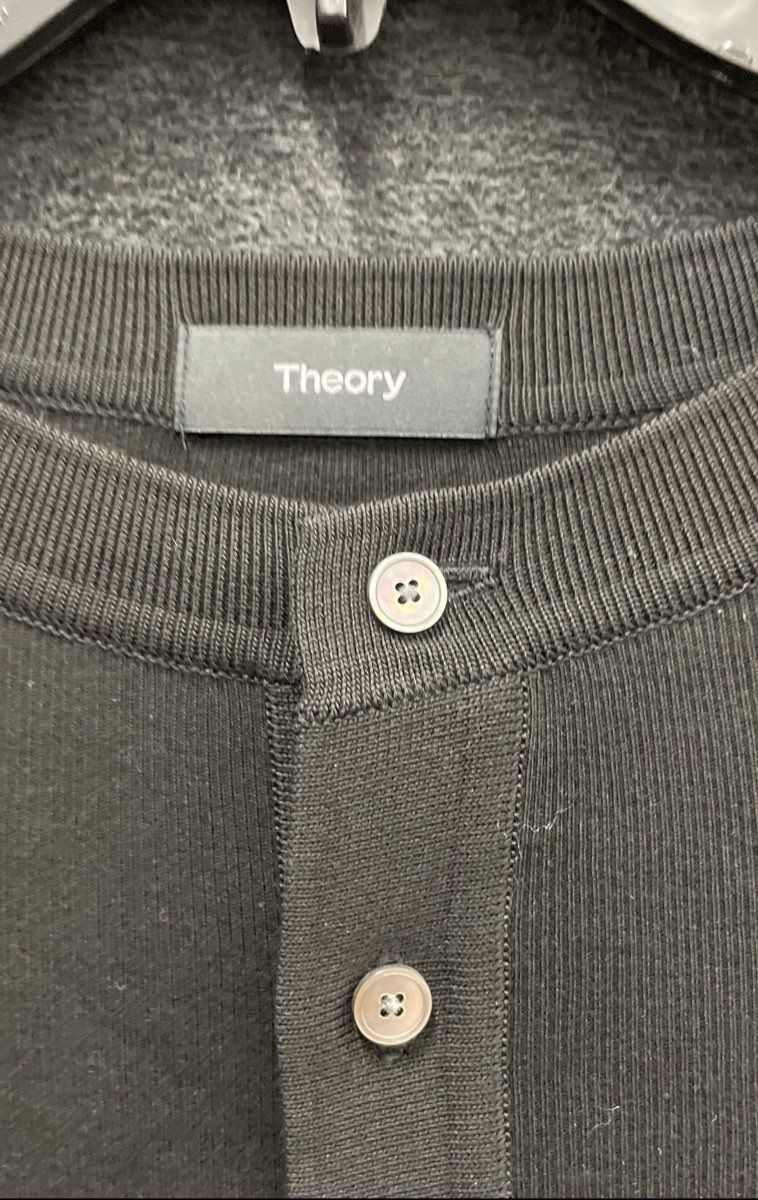 Theory Men's Miller Henley Black Studio Rib Long Sleeve Shirt Size XL NWT