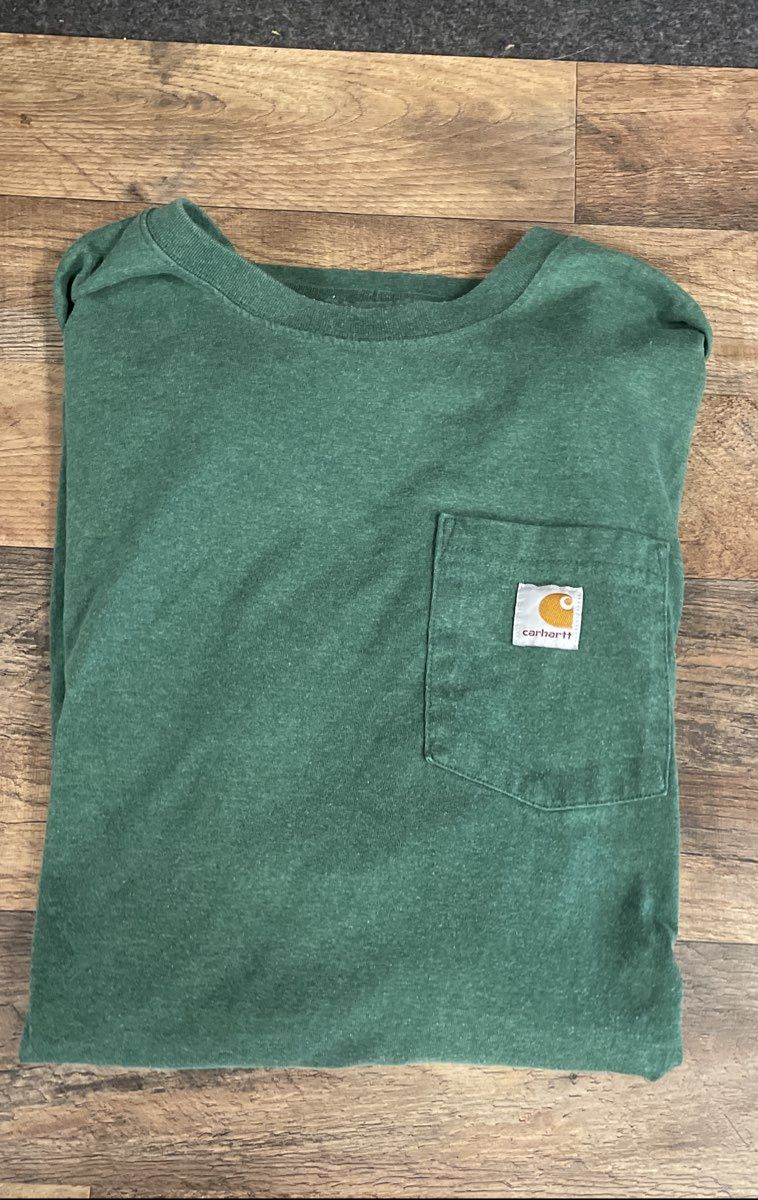 Carhartt Men's Short Sleeve Green Loose Fit Pocket T-Shirt Size 2XL Tall