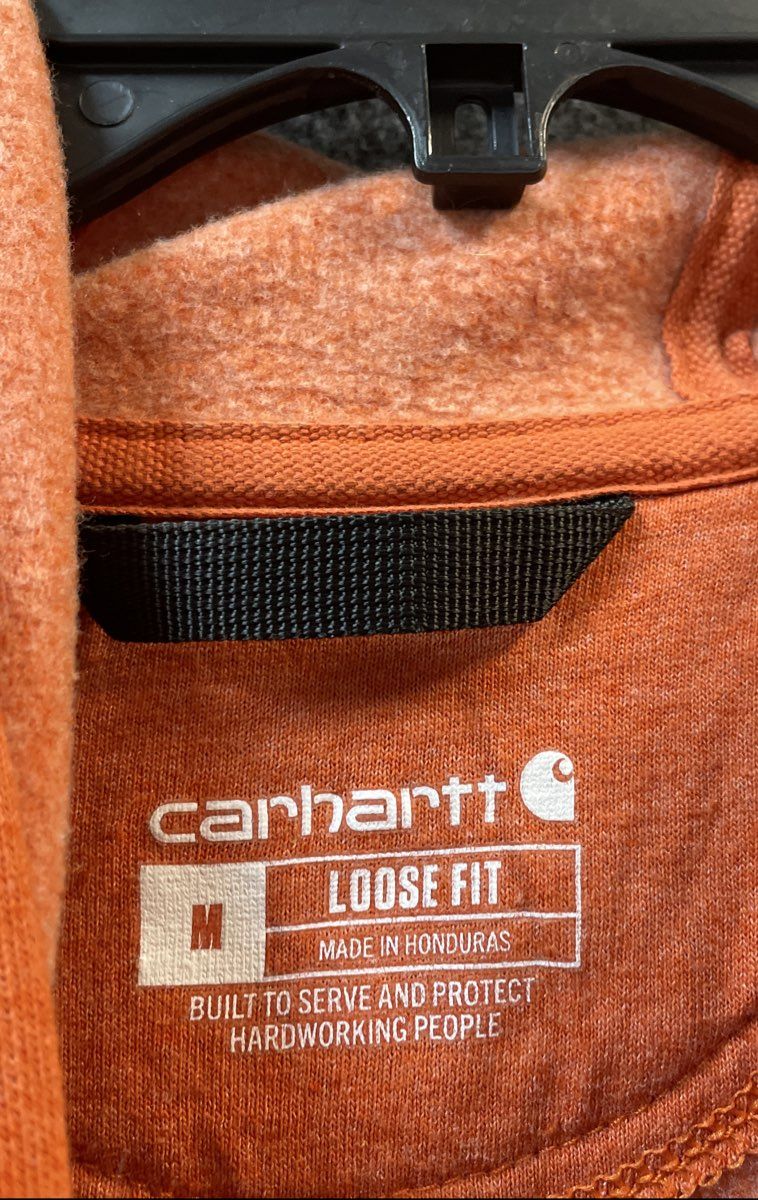 Carhartt Men's Orange Loose Fit Graphic Sleeve Pullover Hoodie K288 Size M