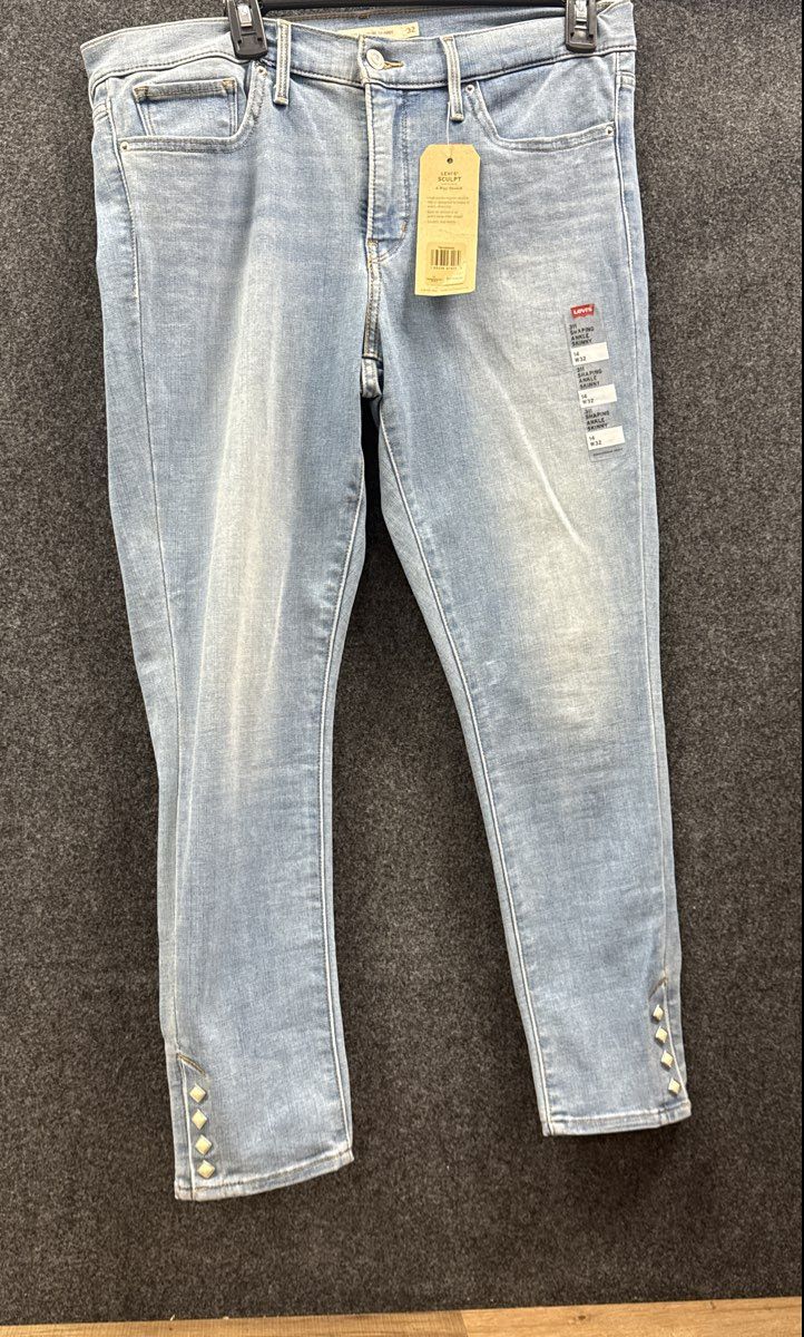 Levi's Women's 311 Shaping Skinny Ankle Jeans Light Wash Studded Sz 14 W32 NWT