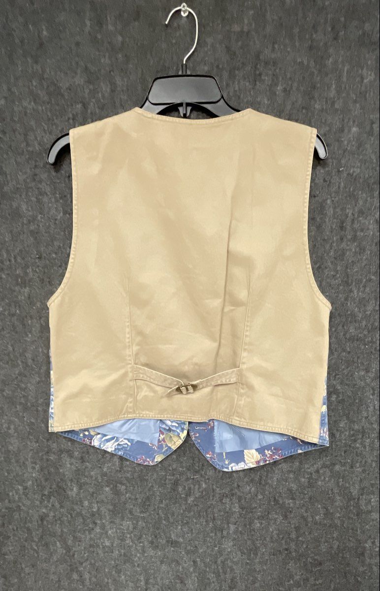 Vintage 90s Lizwear Women's Blue Floral Button Up Cinch Back Vest Sz M