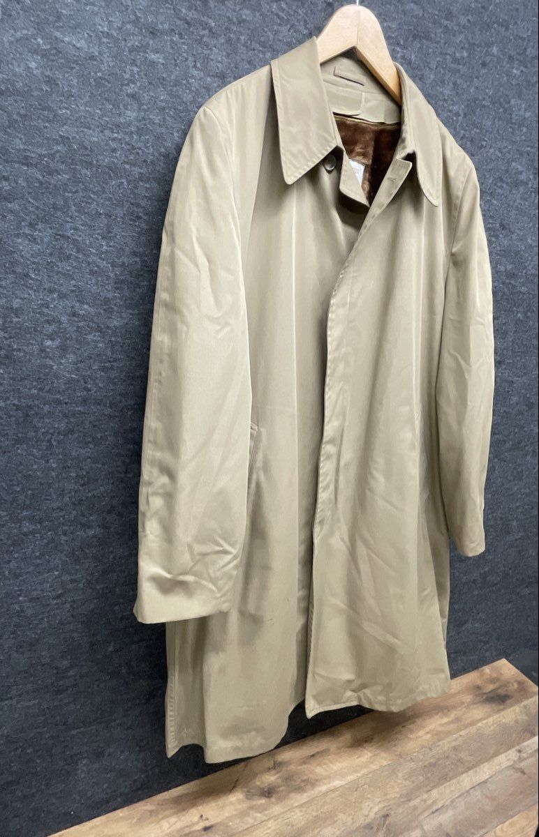 Vintage 80s London Fog Men's Tan Maincoat Trench Coat Zip-Out Liner Sz 42 Long