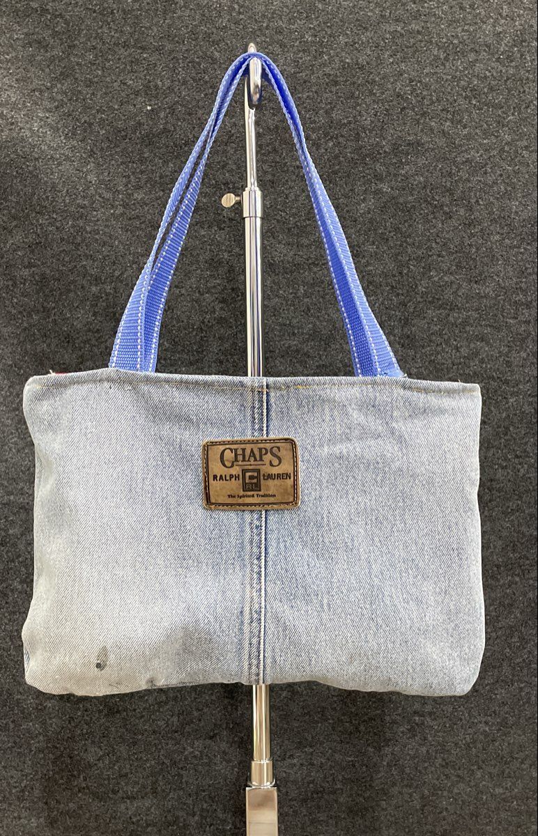 Chaps Ralph Lauren Denim Jean Tote Bag The Office Dwight Schrute Lining Reworked