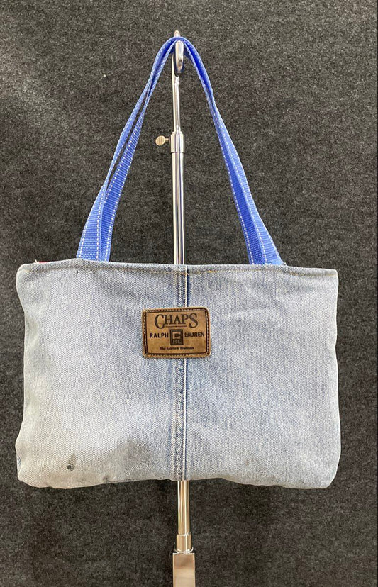 Chaps Ralph Lauren Denim Jean Tote Bag The Office Dwight Schrute Lining Reworked