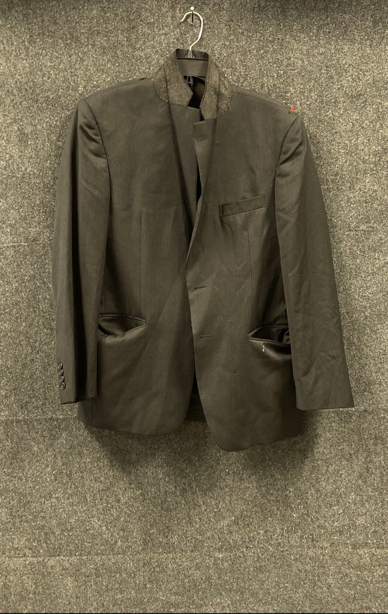 Jos A Bank Men's Charcoal Wool Blazer Mandarin Stand Collar Jacket Sz 40R