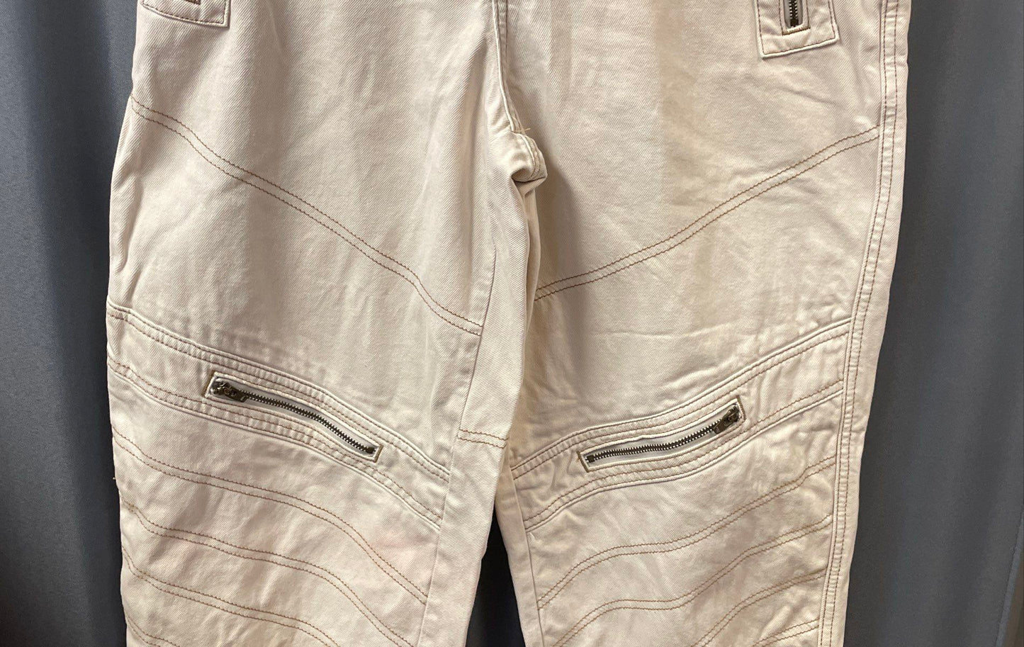 BDG Women's White Moto Zippered Utility Pants 100% Cotton Sz 31