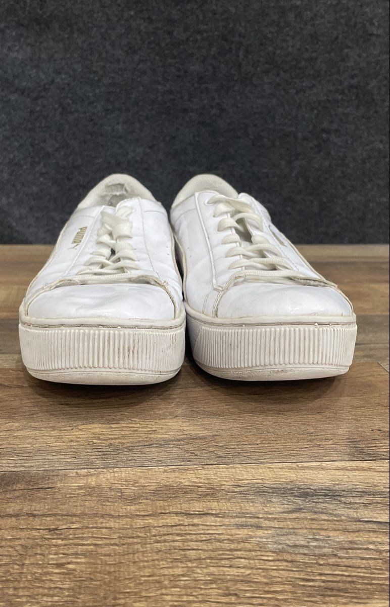 Puma Vikky Stacked L White Gold Platform Sneakers Women's Size 8.5