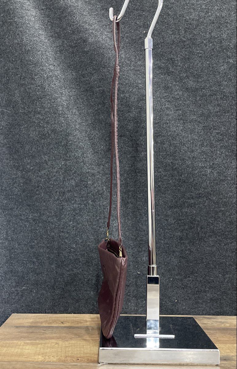 Vintage Anne Klein Maroon Leather Shoulder Crossbody Bag Lion Logo