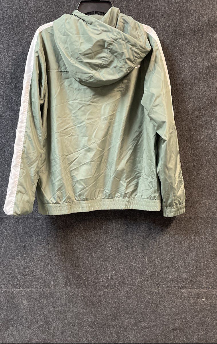 Spyder Men's Sage Green White Stripe Hooded Windbreaker Jacket Sz M