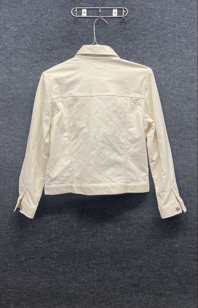 Chadwick's Cream Corduroy Button Front Trucker Jacket Stretch Womens Sz 10