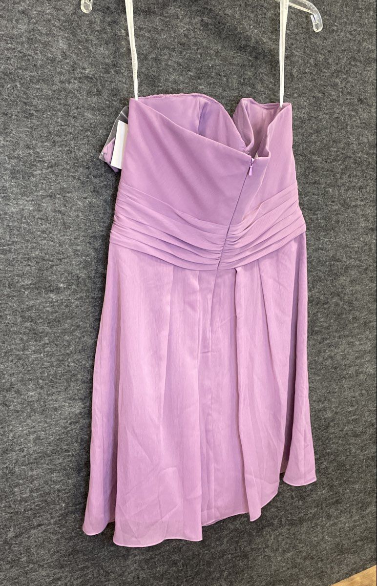 David's Bridal Women's Purple Chiffon Strapless Crisscross Bodice Dress Sz 12