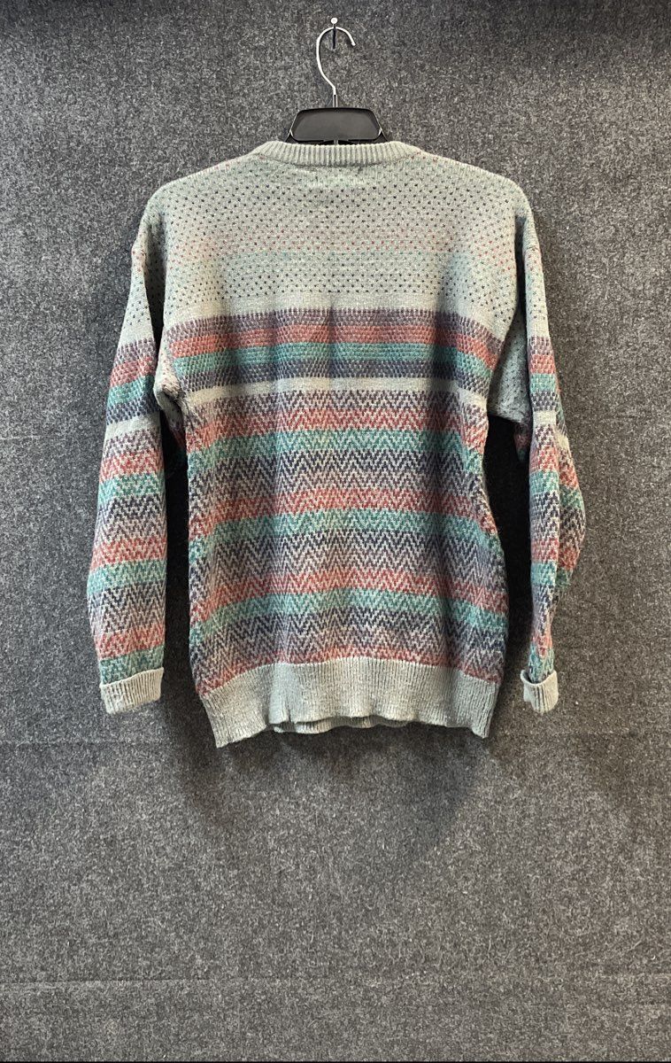 Vintage 80s Westchester Classics Geometric Striped Knit Sweater Sz XL