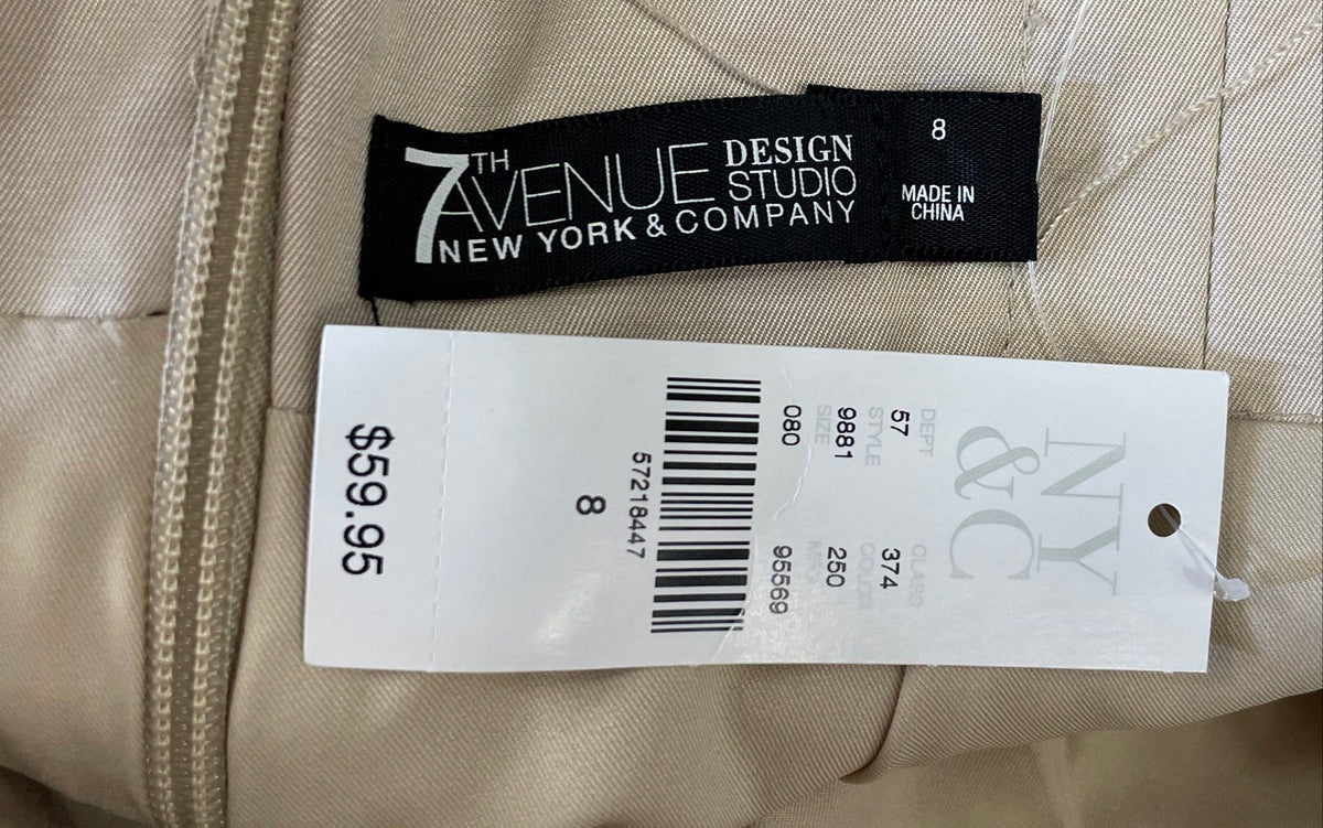 New York & Company 7th Avenue Women's Beige High Waisted Pencil Skirt NWT Sz 8