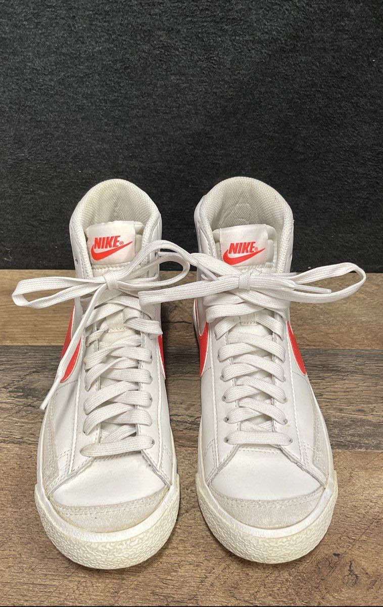 Nike Blazer Mid 77 White Habanero Red High Top Sneakers Youth Size 4Y
