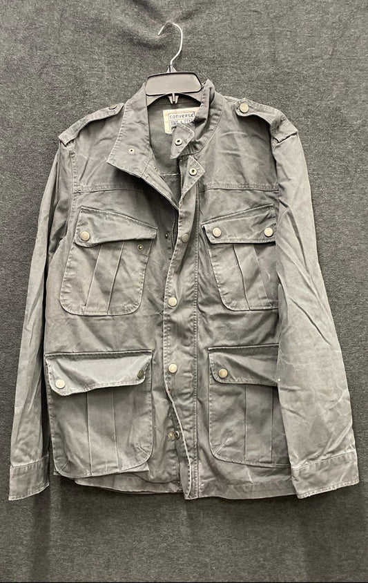 Converse One Star Men's Gray Military Field Jacket Cotton Canvas Utility Sz M