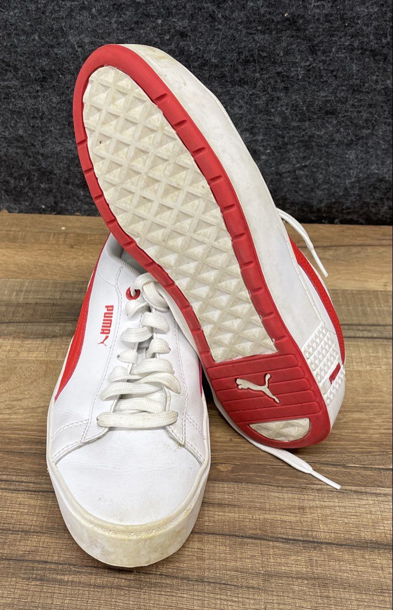 Puma Smash Platform v2 White Red Women's Sneakers Size 7.5