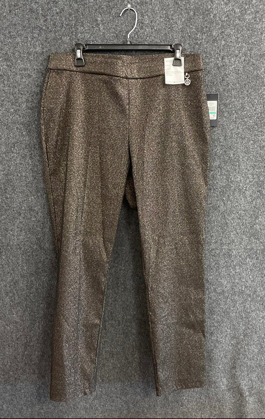 Tommy Hilfiger Women's Stretch Tapered Ankle Pants Bronze Metallic NWT Size 16