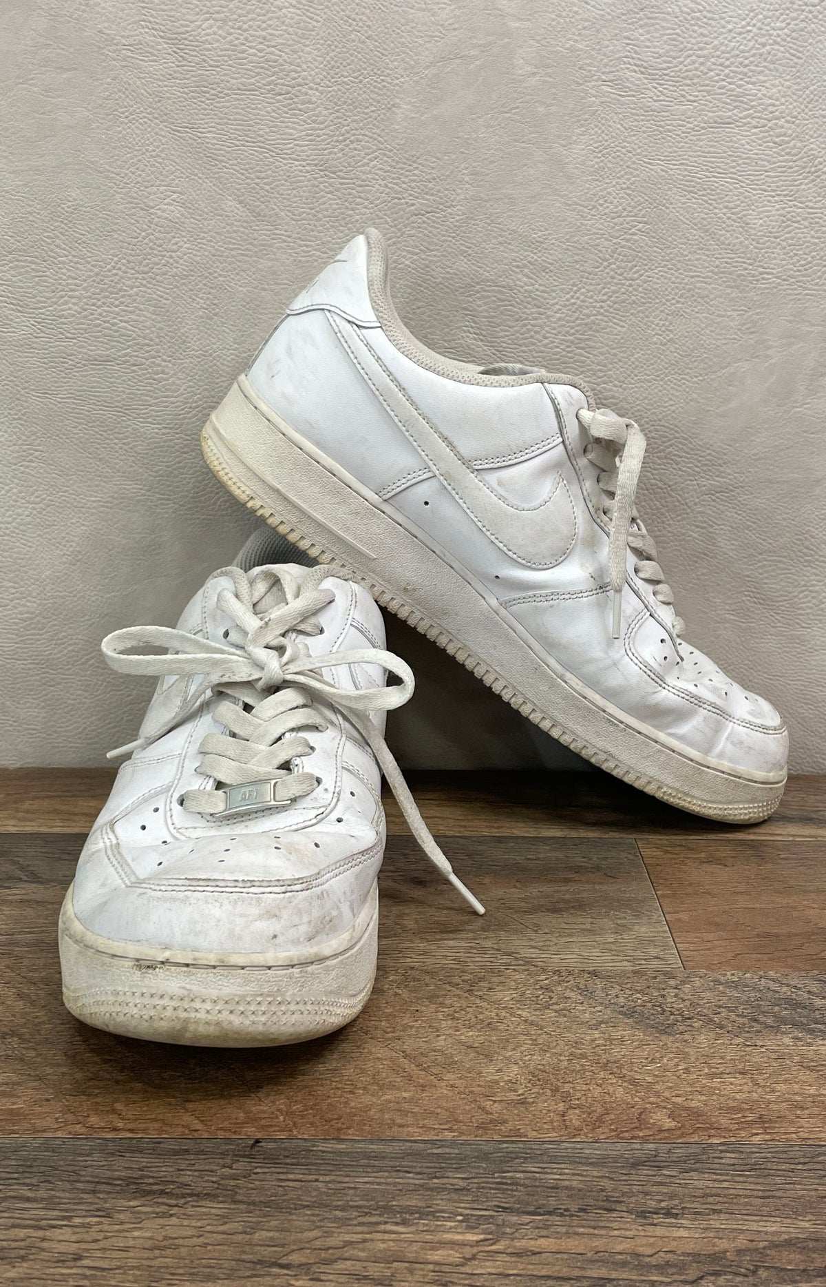 Nike Air Force 1 Low Triple White Leather Sneakers Men's Size 12