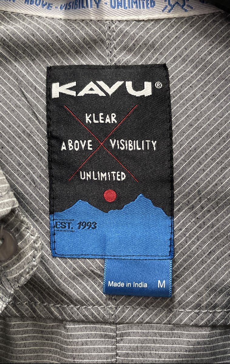 Kavu Men's Gray Micro Stripe Short Sleeve Button Down Shirt Elysian Brewing Sz M