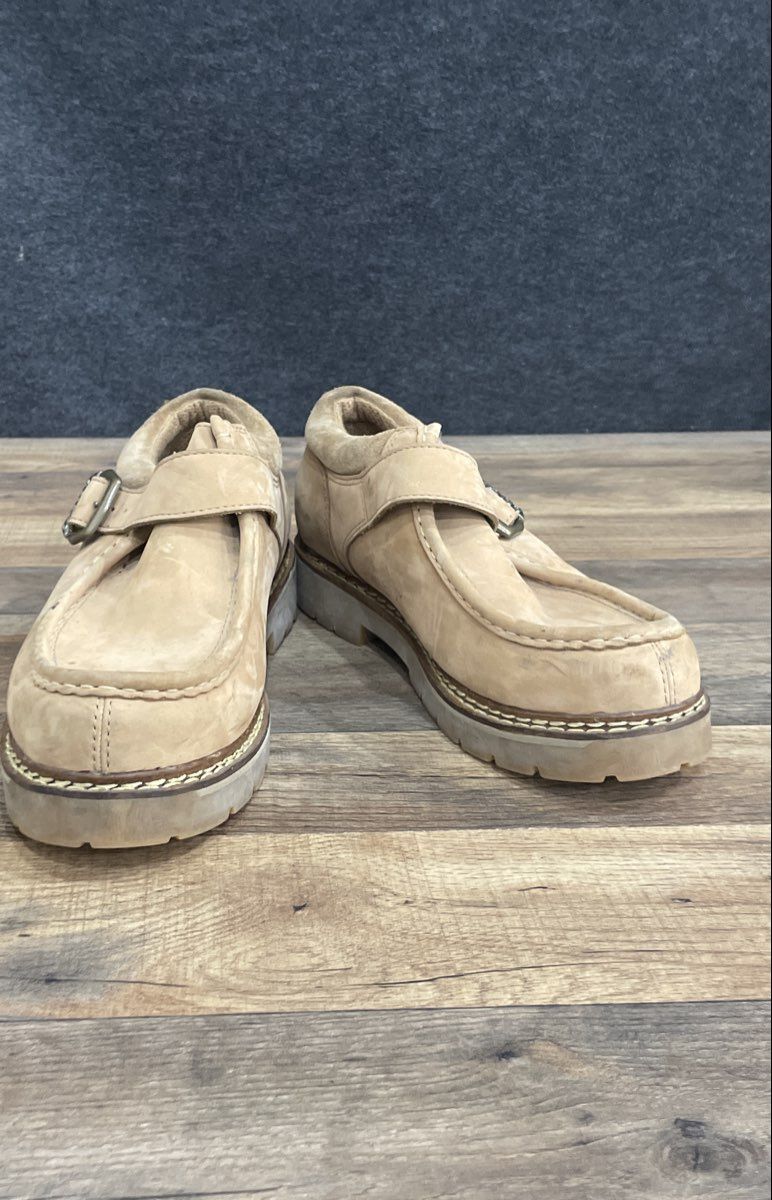 Lugz Morrison Tan Wheat Moc Toe Buckle Strap Casual Shoes Men's Size 9.5
