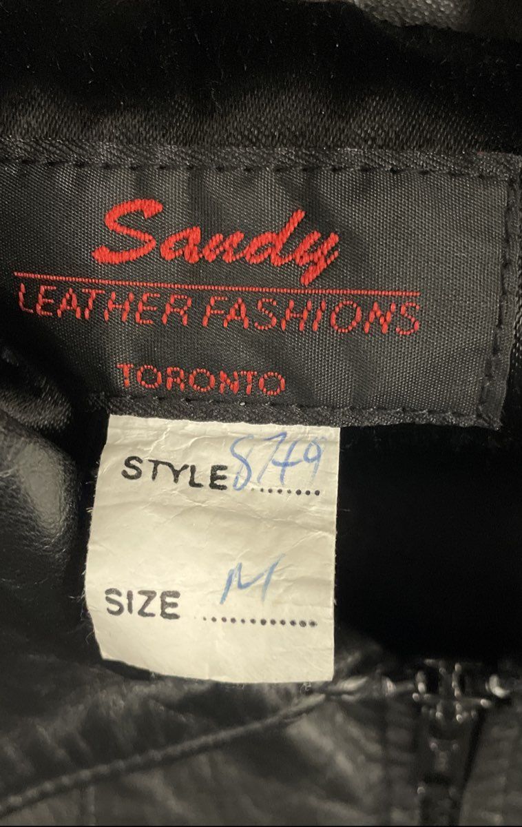 Vintage 90s Sandy Leather Fashions Men's Black Leather Bomber Jacket Sz M