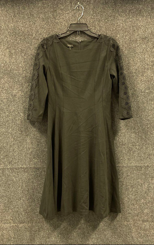 Talbots Women's Black Lace Sleeve Fit and Flare Dress NWT Size 2